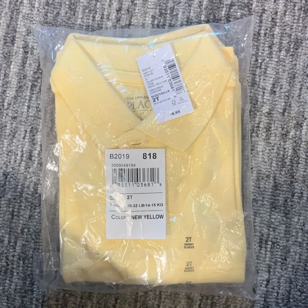 The Childrens Place Boys Girls Size 2T School Uniform Polo Shirt Yellow New‎